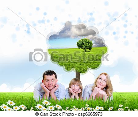 Stock Illustration   Happy Family Spending Time Together   Stock
