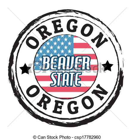 Vector   Oregon Beaver State Stamp   Stock Illustration Royalty Free