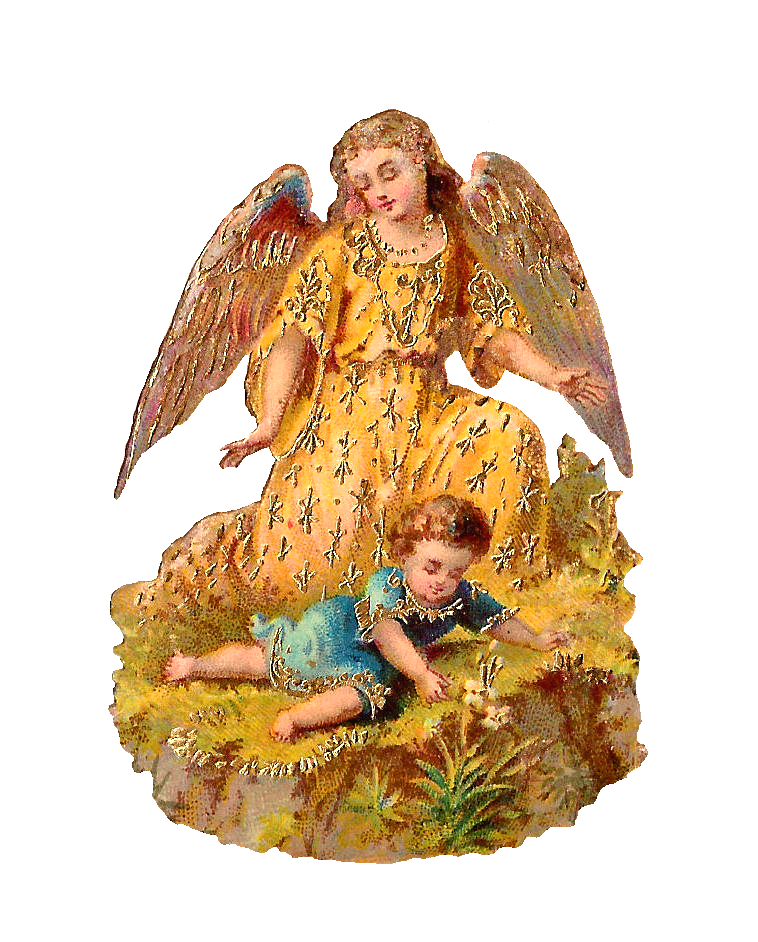 Antique Images  Free Angel Clip Art  Guardian Angel Watching Over