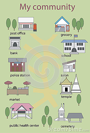 Asian Community  Places And Building Illustration  Post Office Bank