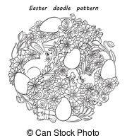 Bunny Shape  Abstract Happy Easter Doodle Form Of Egg  Vector Clipart