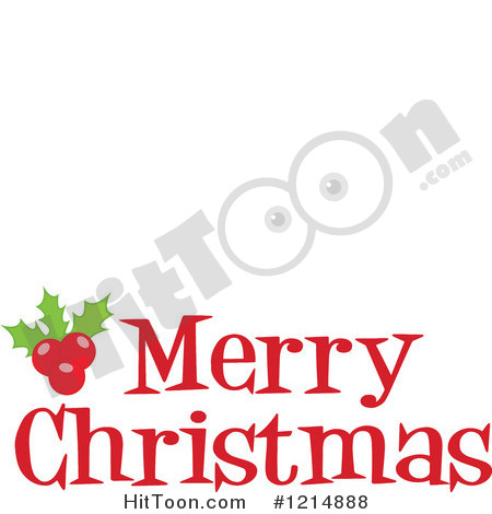 Christmas Clipart  1214888  Red Merry Christmas Greeting And Holly By