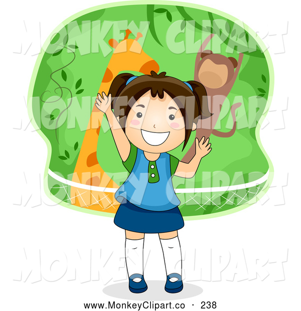 Clip Art Of A Happy Girl Telling A Zoo Story By Bnp Design Studio