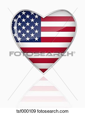 Clip Art Of American Flag In Heart Shape On White Background Tsf000109    