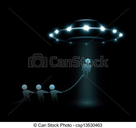 Clip Art Vector Of Alien Abduction   Abduction Of Person By Aliens Eps