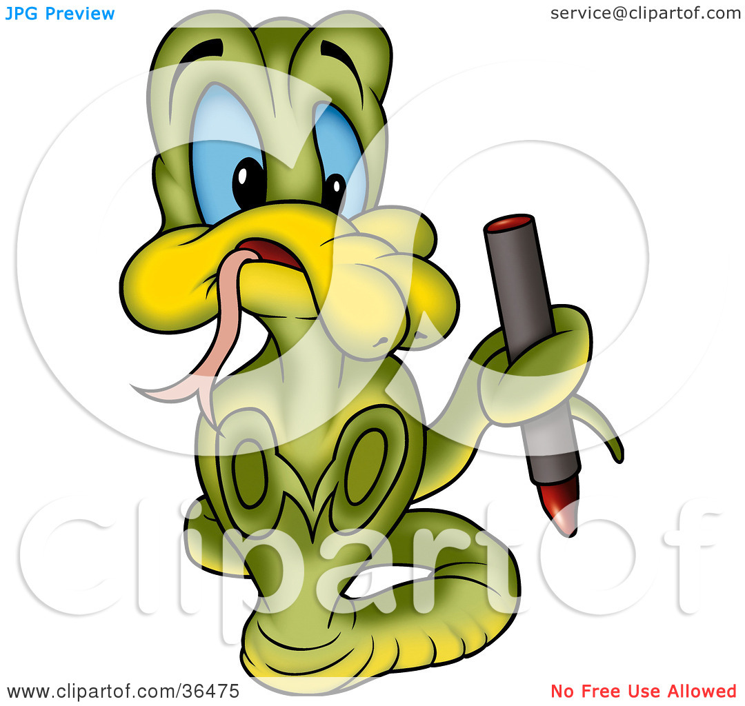 Clipart Illustration Of A Green Cobra Snake With Blue Eyes Coloring