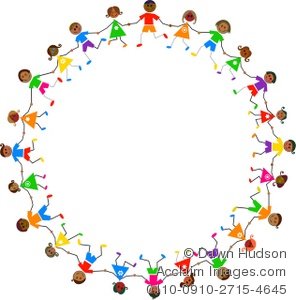 Clipart Illustration Of A Group Of Ethnic Children Holding Hands
