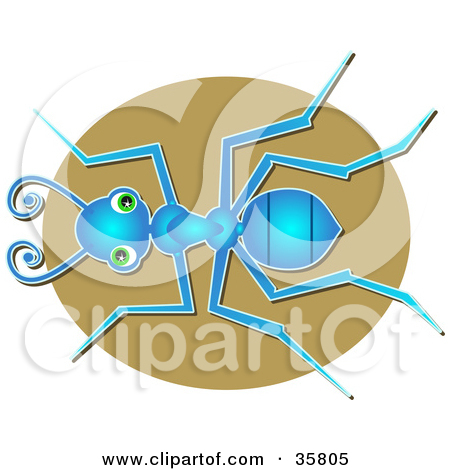 Clipart Illustration Of A Yellow And Blue Wave Patterned Ant By Prawny