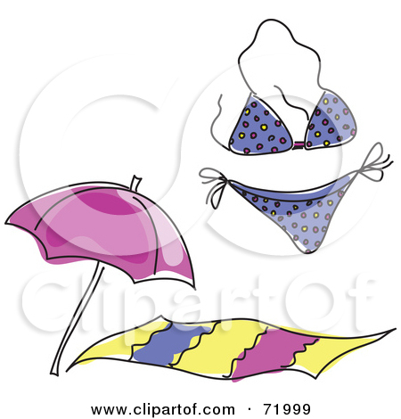 Digital Collage Of A Purple Bikini Beach Towel And Beach Umbrella Jpg