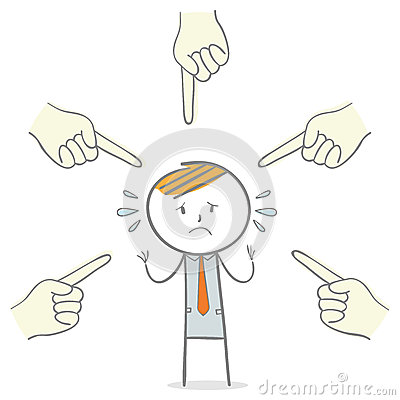 Doodle Stick Figure  Giant Hands Pointing At Businessman