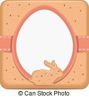 Easter Bunny And Egg Shape Cookie Illustration In Vector