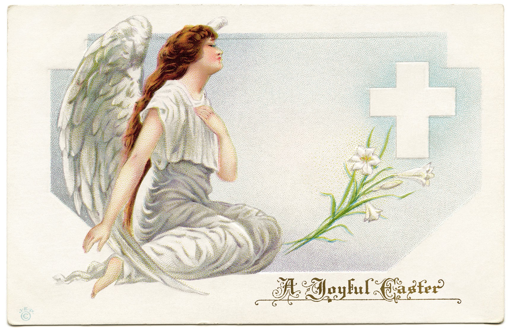 Easter Postcard Angel Clip Art Old Fashioned Easter Card Angel