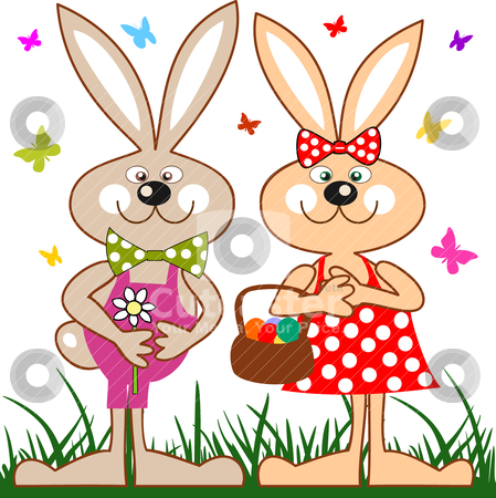 Funny Rabbits Family Stock Vector Clipart Easter Bunny Family In The