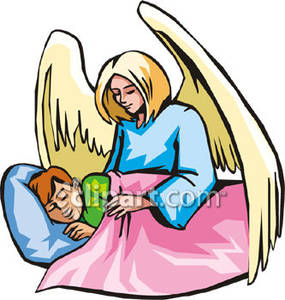 Guardian Angel And A Sleeping Child   Royalty Free Clipart Picture