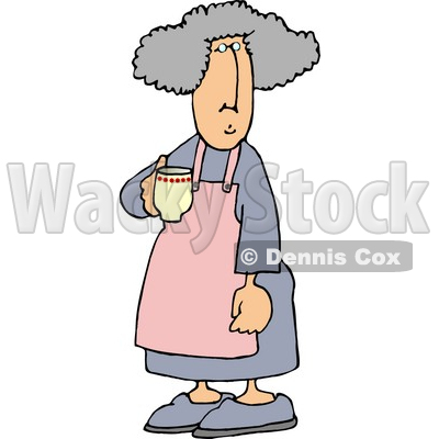 Housewife Drinking A Cup Of Coffee In The Morning Clipart Picture