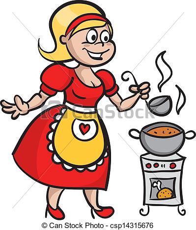 Illustration Of Housewife Cooking Soup Csp14315676   Search Clipart