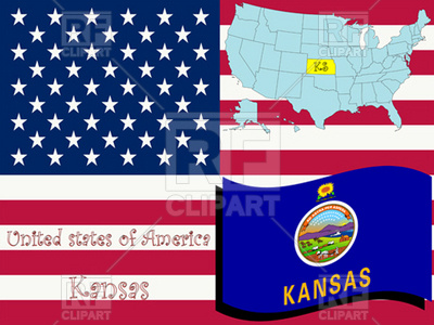 Kansas State Flag And Map Outline Signs Symbols Maps Download    