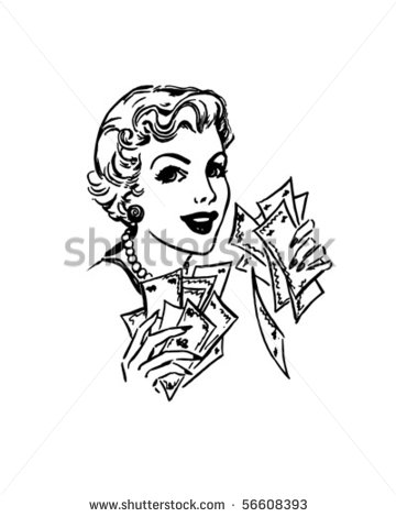 Lady With Cash   Retro Clip Art Stock Vector 56608393   Shutterstock