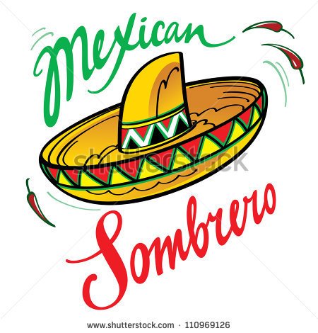     Latino Costume Hat Mexican Sombrero And Red Peppers   Stock Vector