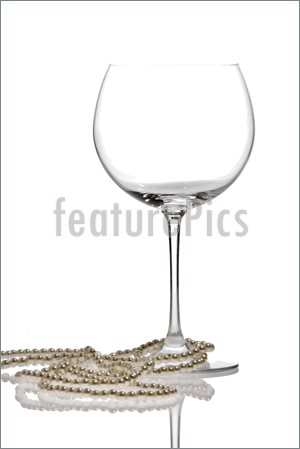 Pearls Wrapped Around A Wine Glass Image  High Resolution Image At