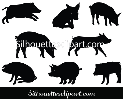 Pig Silhouette Vector Graphics Pack   Silhouette Clip Artsilhouette    