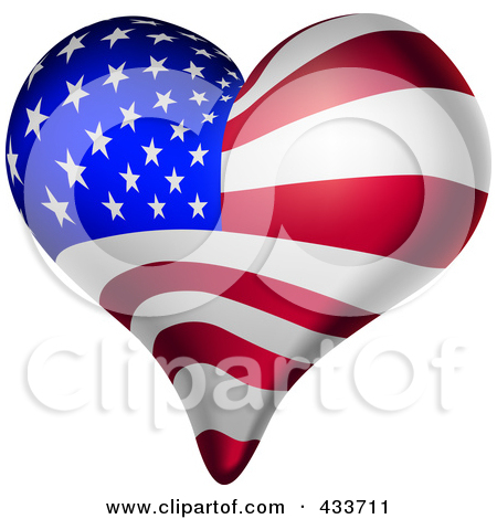 Royalty Free  Rf  Clipart Illustration Of A 3d American Heart Flag By