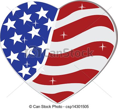 Vector Clipart Of Usa Flag In Heart Shape   Usa Flag In Heart Shape    