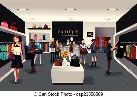 Vector   Inside Modern Clothing Store   Stock Illustration Royalty