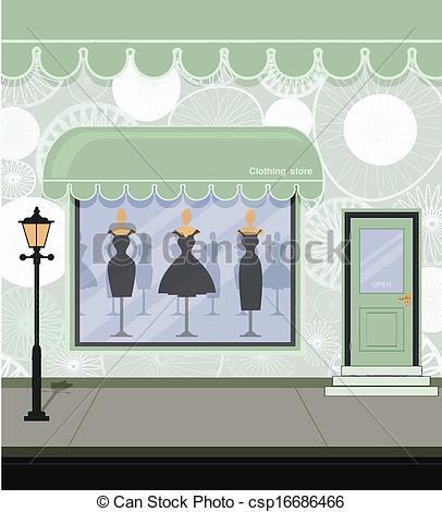 Vector Of Clothing Store On The Street Csp16686466   Search Clipart