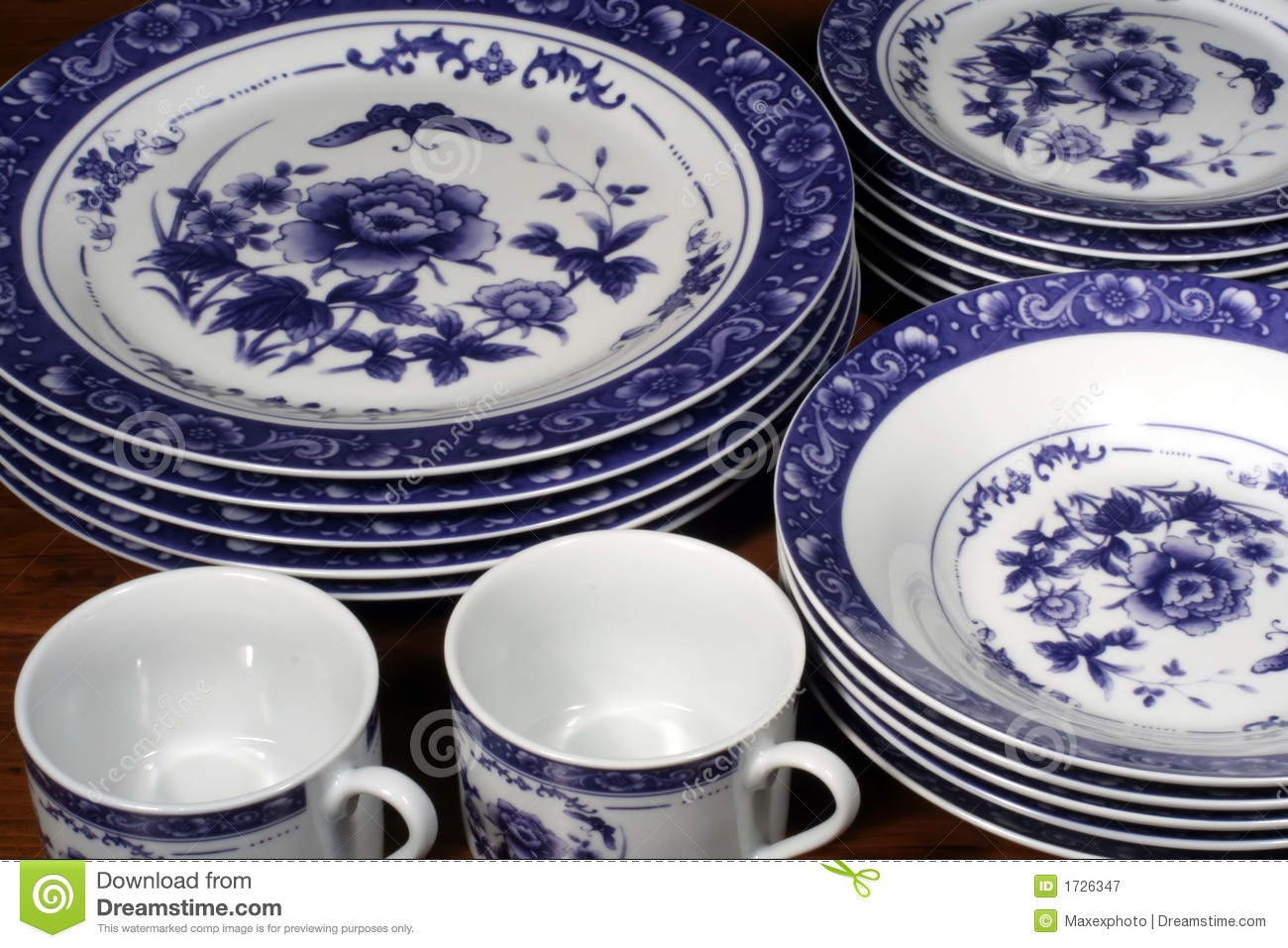 Blue And White Dinnerware Royalty Free Stock Photography   Image