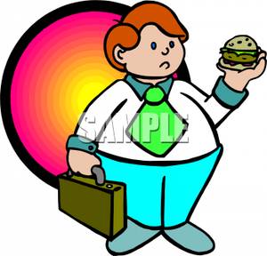 Cartoon Fat Man Eating Burger  1