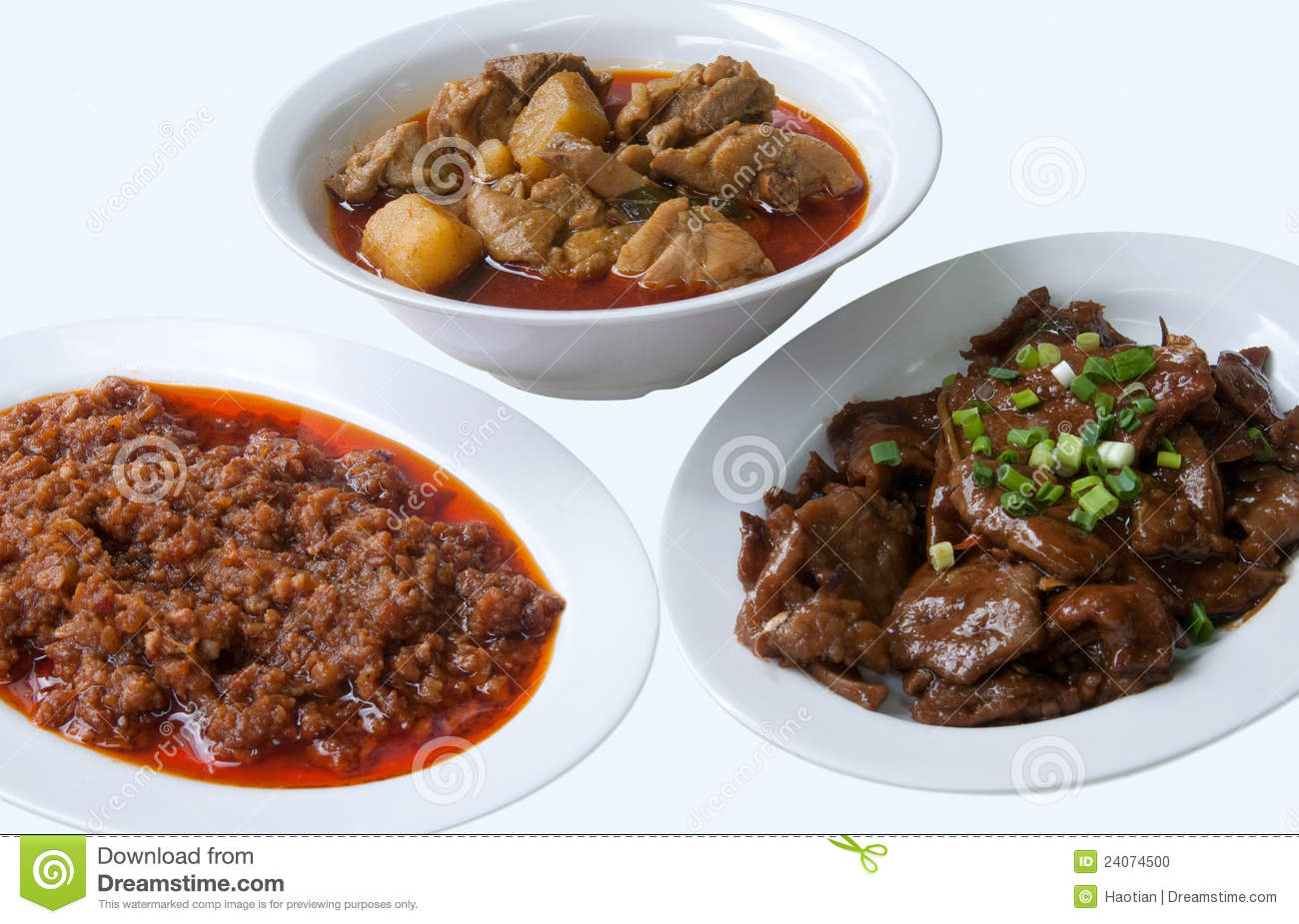 Chinese Dishes Of Chili Minced Meat Stirred Fried Beef And Chicken    