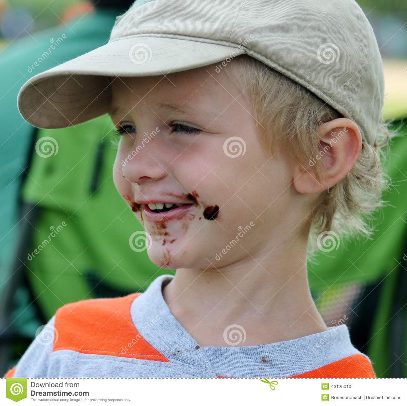 Chocolate Messy Faced Toddler Boy Stock Photo   Image  43125010