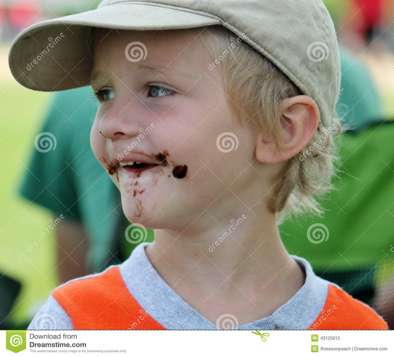 Chocolate Messy Faced Toddler Boy Stock Photo   Image  43125012