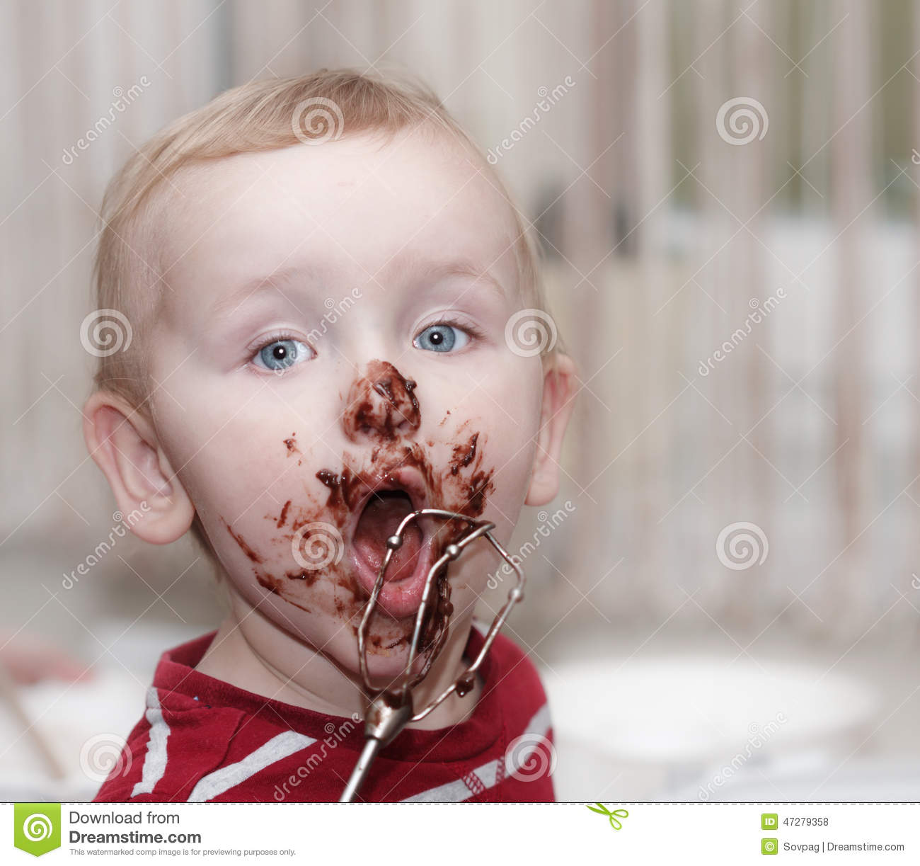 Chocolate On Face Funny Cute Eating Boy Messy Eater 