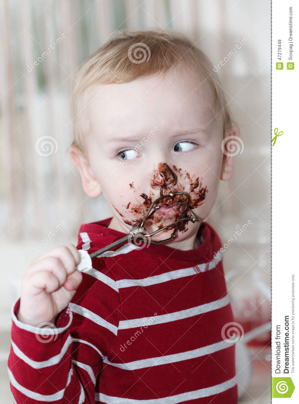 Chocolate On Face Funny Cute Eating Boy Messy Eater 