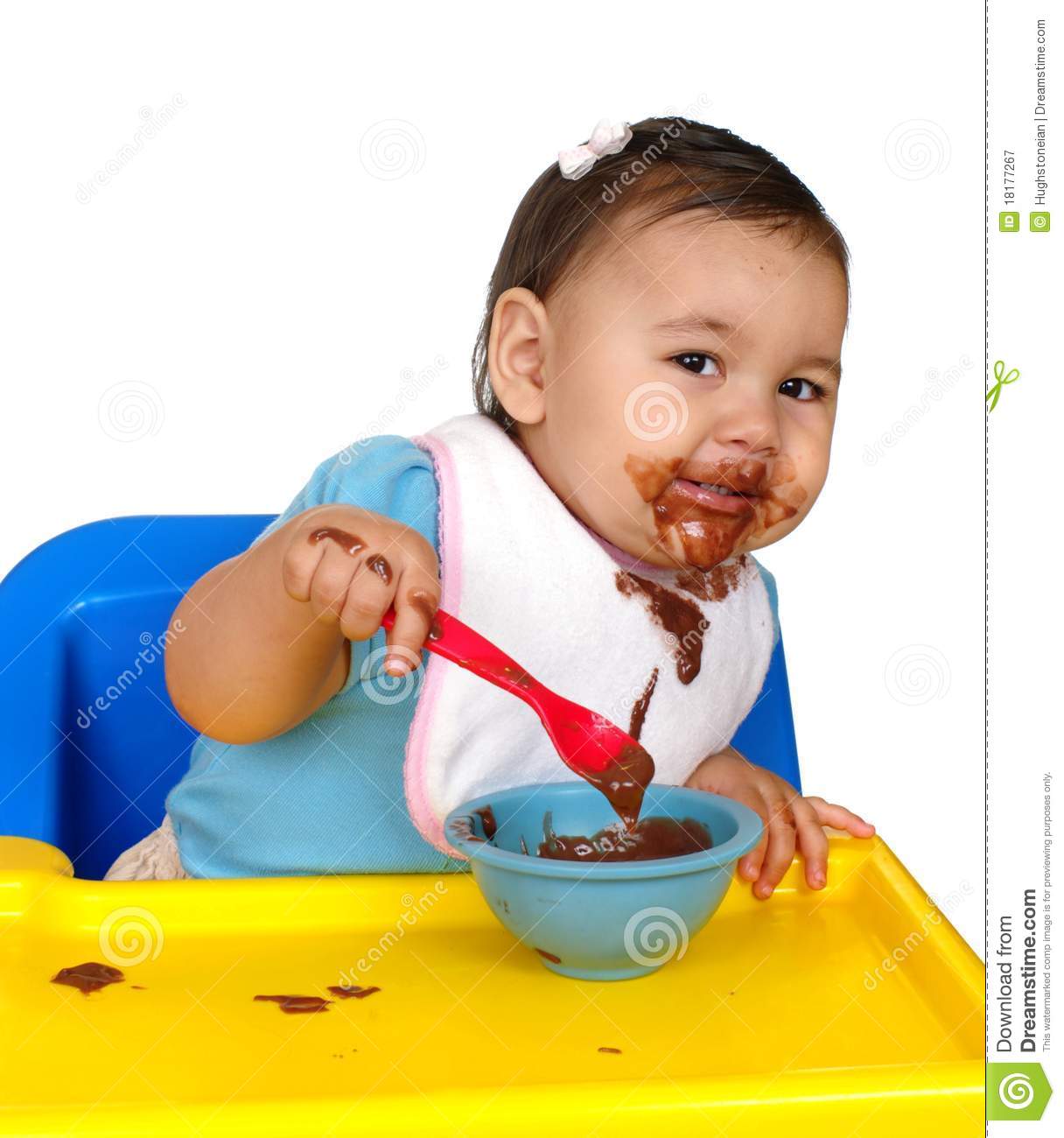     Chocolate Pudding Making A Mess Isolated On Pure White Background
