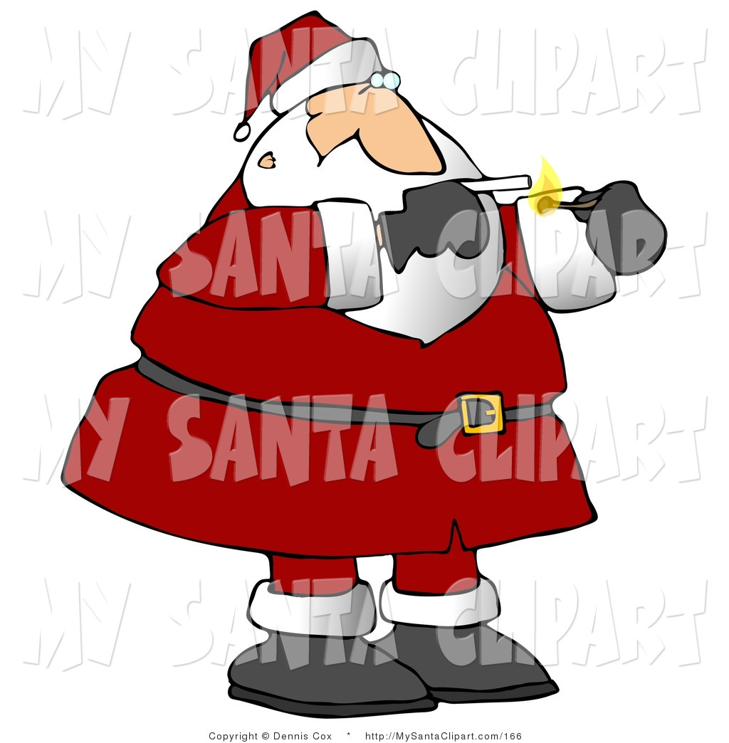     Christmas Clip Art Of Santa Claus Smoking A Cigarette On A Smoke Break