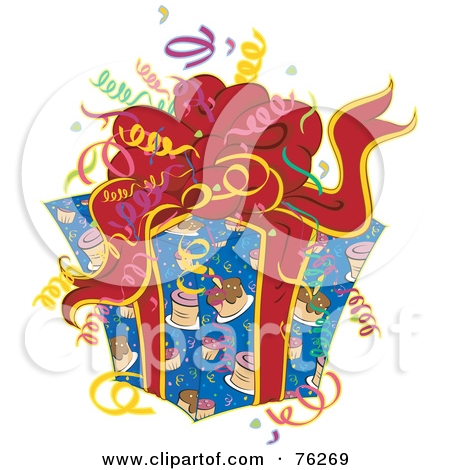 Clipart 3d Happy Birthday Springing Out Of A Gift Box   Royalty Free    