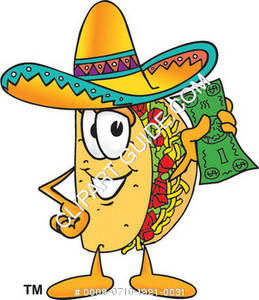 Clipart Illustration Of Cartoon Taco Character Holding Money