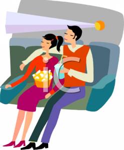     Couple Watching A Movie At The Theater   Royalty Free Clipart Picture