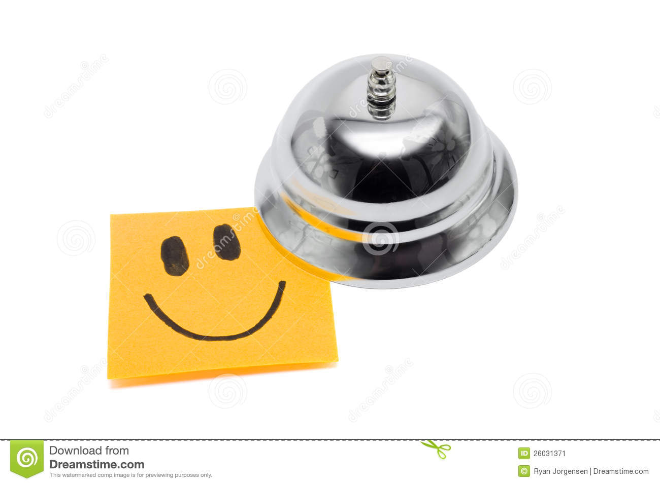     Face Note In A Depiction Of Service With A Smile On White Background
