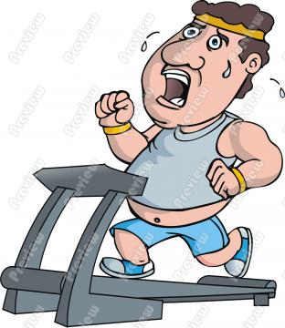 Fat Guy On Treadmill Exercising Clip Art   Royalty Free Clipart    