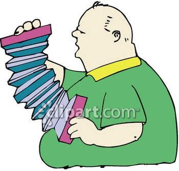 Fat Guy Playing A Concertina  Accordion  Royalty Free Clipart Image