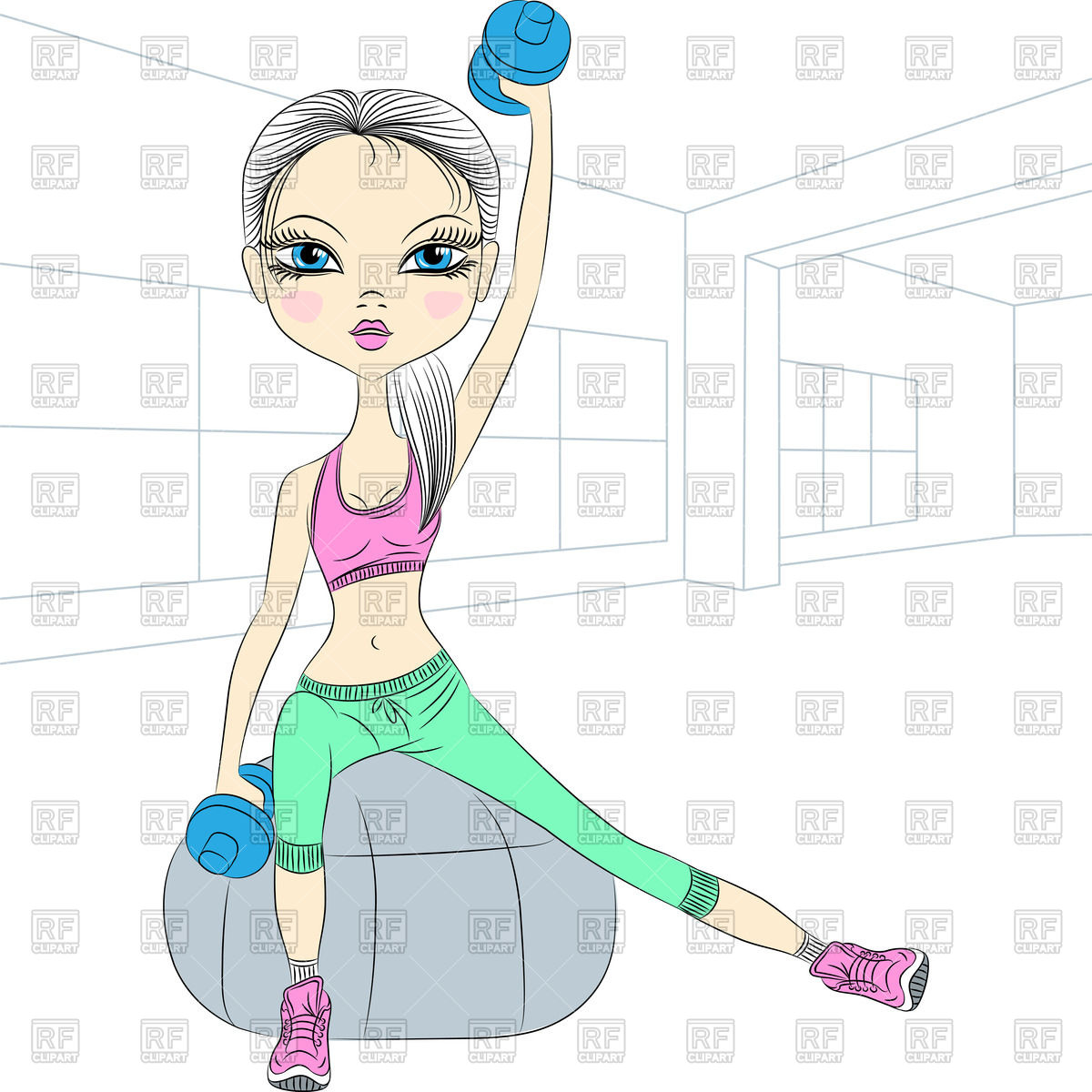Fitness Girl Lifting Dumbbells In The Gym   Exercising Athlete 43513