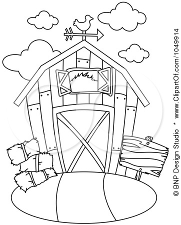 Free Rf Clip Art Illustration Of A Coloring Page Outline Of A Barn Jpg