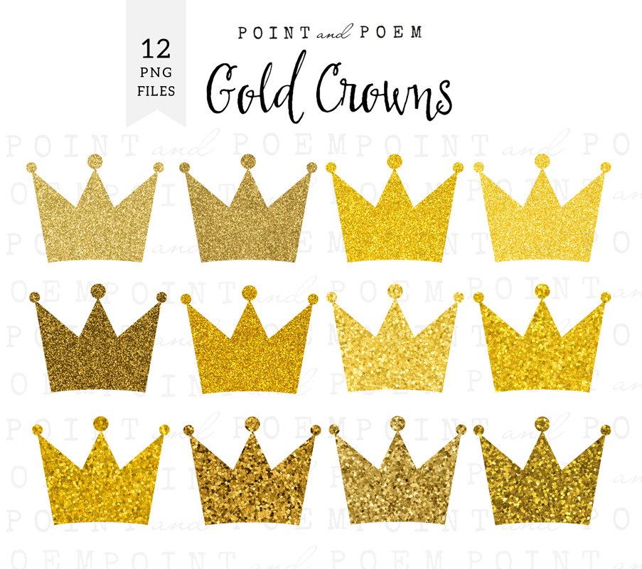 Glitter Crown Clipart Gold Crowns Clip Art Sparkly Digital Crown