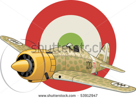 Italian Ww2 Airplane On The Air Force Insignia Background   Stock