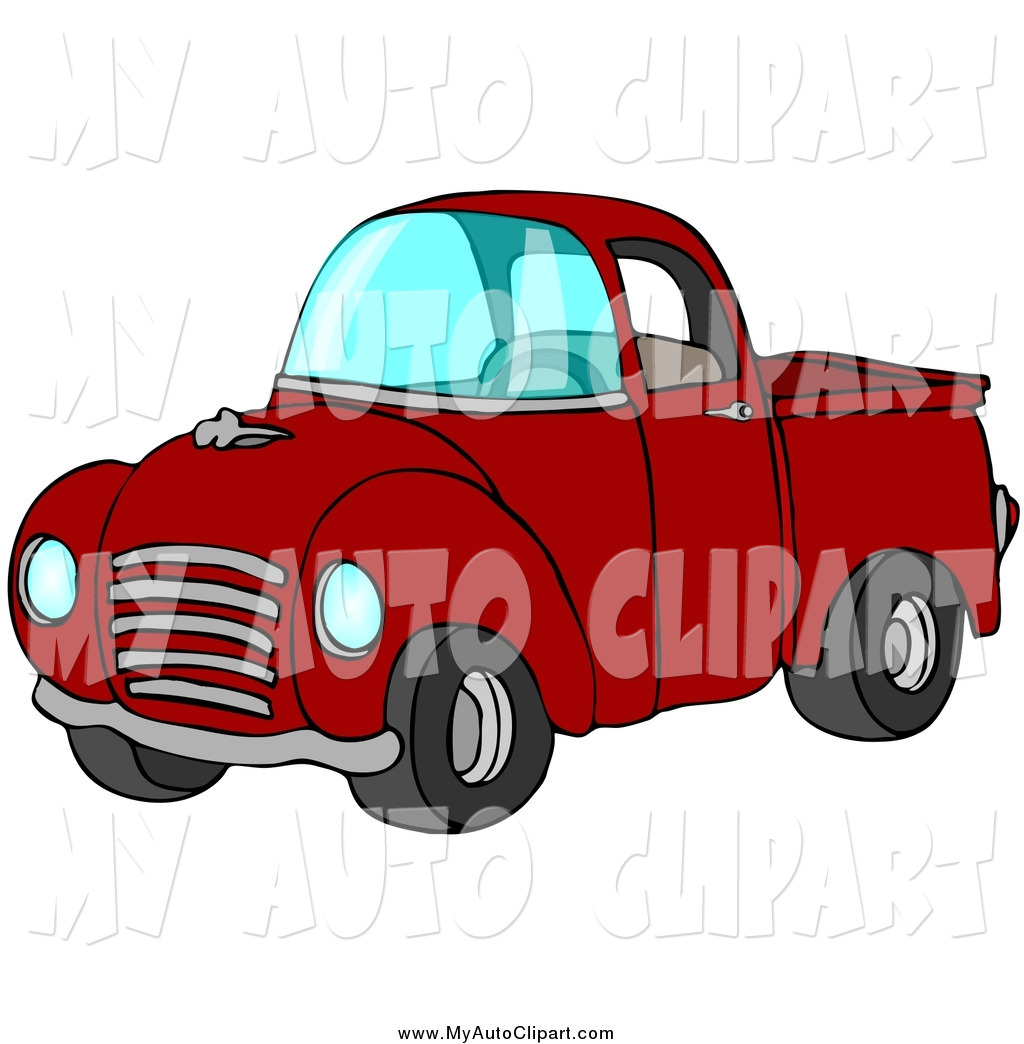 Larger Preview  Clip Art Of A Vintage Red Pickup Truck By Dennis Cox
