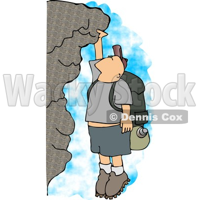 Male Hiker Hanging On A Mountainside Cliff Clipart   Dennis Cox  4328
